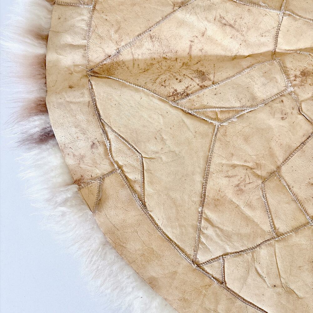 SOUTH AMERICAN ROUND PATCHWORK ALPACA FUR RUG - Picture 10 of 16